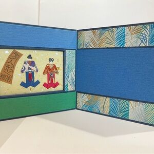 Vintage japan Handmade origami kimono doll Open on 2 sides, handmade table top